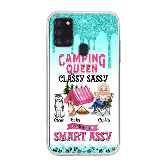 Custom Personalized Camping Phone Case - Gift for Camping Lovers, Dog Mom - Camping Queen Dog Mom - Up to 2 Dogs - Camping Queen classy sassy and a bit smart assy