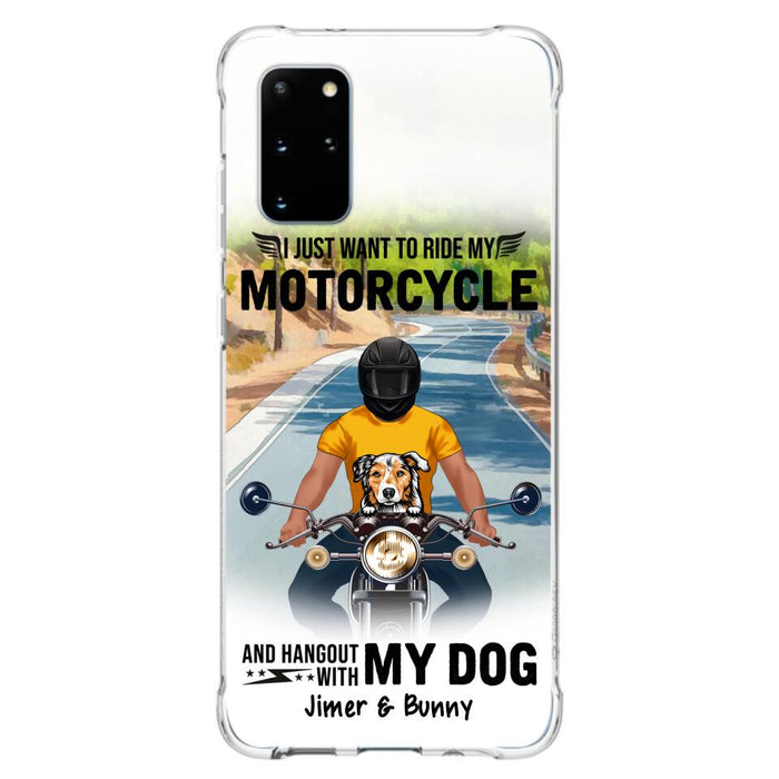 Custom Personalized Dog With Biker Phone Case - Upto 3 Dogs - Gifts For Dog Lover - Hangout With My Dog - Phone Case For iPhone And Samsung