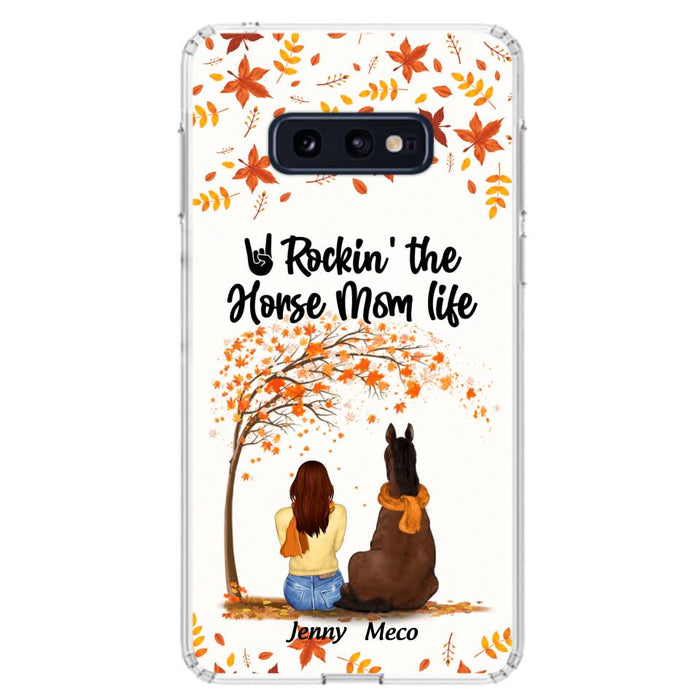 Custom Personalized Horse Mom In Autumn Phone Case - Girl With Upto 3 Horses - Case For iPhone And Samsung