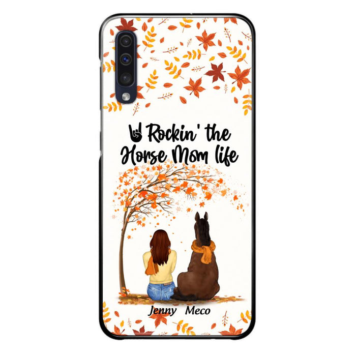 Custom Personalized Horse Mom In Autumn Phone Case - Girl With Upto 3 Horses - Case For iPhone And Samsung