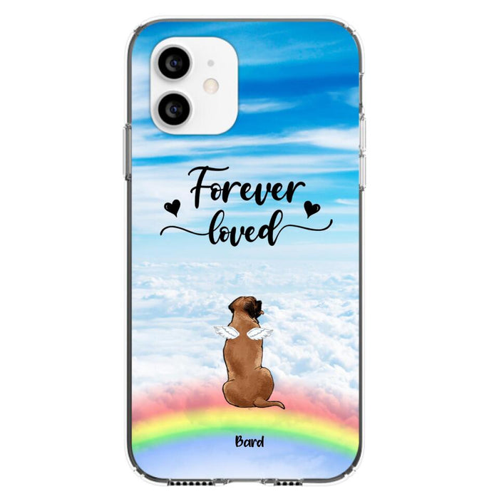 Custom Personalized Memorial Pets Phone Case - Upto 5 Pets - Memorial Gift For Dog Lovers/Cat Lovers - Forever Loved - Phone Case For iPhone And Samsung - AXSIO5