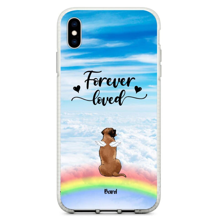 Custom Personalized Memorial Pets Phone Case - Upto 5 Pets - Memorial Gift For Dog Lovers/Cat Lovers - Forever Loved - Phone Case For iPhone And Samsung - AXSIO5