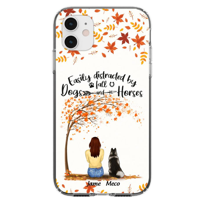 Custom Personalized Horse Dog Mom In Autumn Phone Case - Upto 3 Horses/ Dogs  - Case For iPhone And Samsung