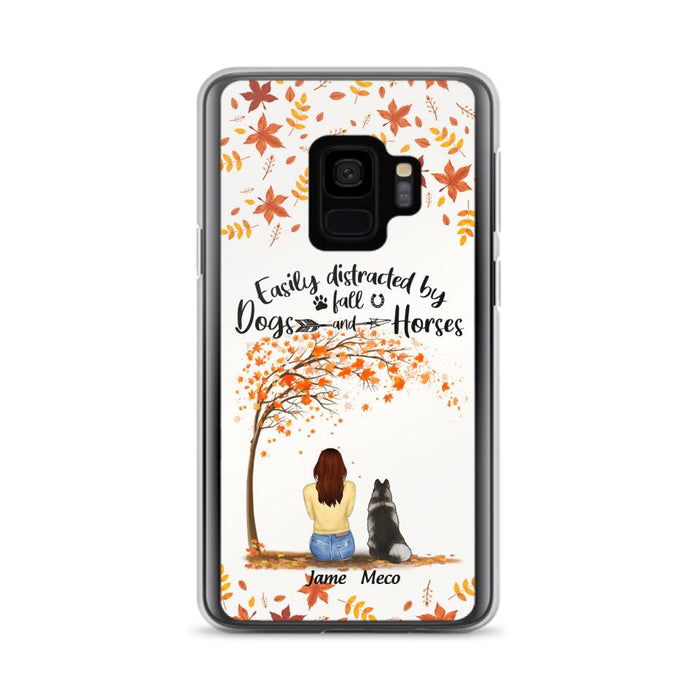 Custom Personalized Horse Dog Mom In Autumn Phone Case - Upto 3 Horses/ Dogs  - Case For iPhone And Samsung