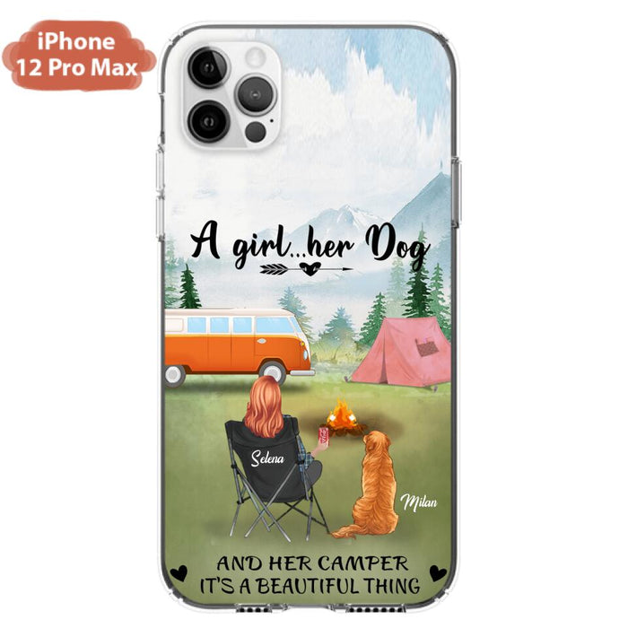 Custom Personalized Dog Mom Camping Phone Case - Mom With Upto 4 Dogs - Best Gift For Dog Lovers - For iPhone And Samsung Phone Case