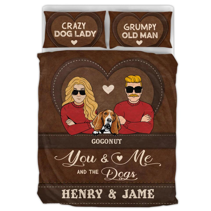 Custom Personalized You & Me And The Dogs Quilt Bed Sets - Upto 5 Dogs - Valentine's Day Gift Idea For Couple/ Dog Lover