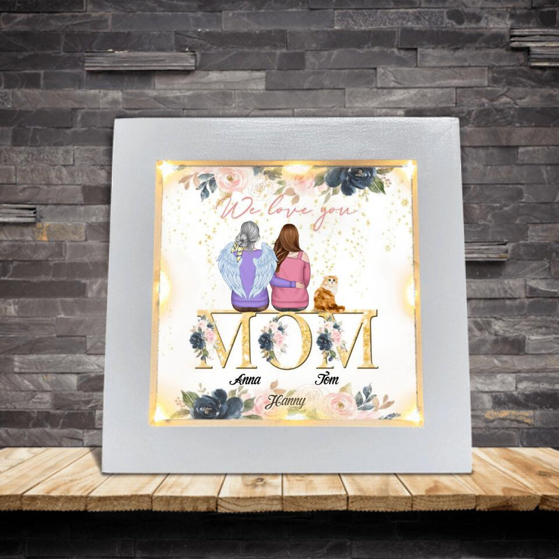 Personalized Mom Frame With Led - Children With Up to 2 Pets - Mother's Day Gift For Mom - We Love You