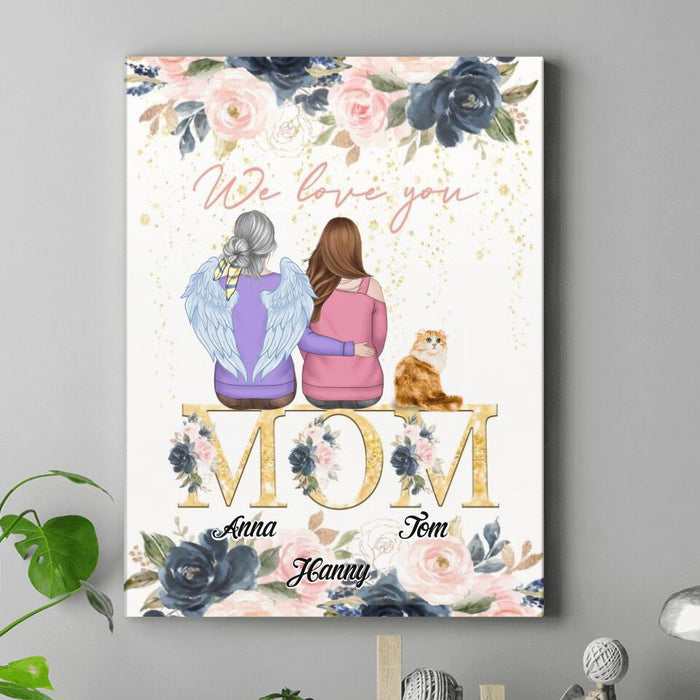 Custom Personalized Mom Canvas - Children With Upto 2 Pets - Mother's Day Gift For Mom - We Love You