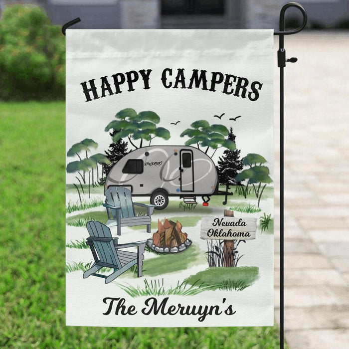 Custom Personalized Camping Garden Flag - Gift For Camping Lovers - Happy Campers