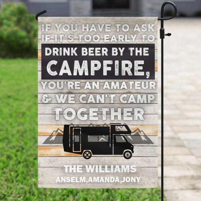 Personalized Camping Garden Flag - Beer By The Campfire Personalized Camp Flag