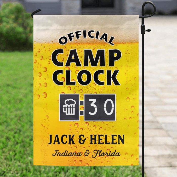 Custom Personalized Garden Flag - Gift Idea For Couple - Official Camp Clock