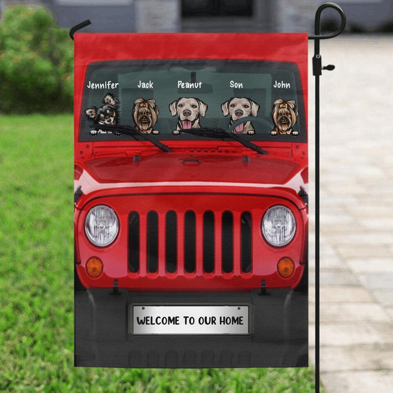 Personalized Dog & Off-road Flag Sign - Up to 5 Dogs - Best Gift For Dog Lovers
