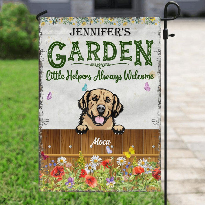 Custom Personalized Dog Garden Little Helpers Flag Sign - Upto 5 Dogs - Gift Idea For Dog Lover