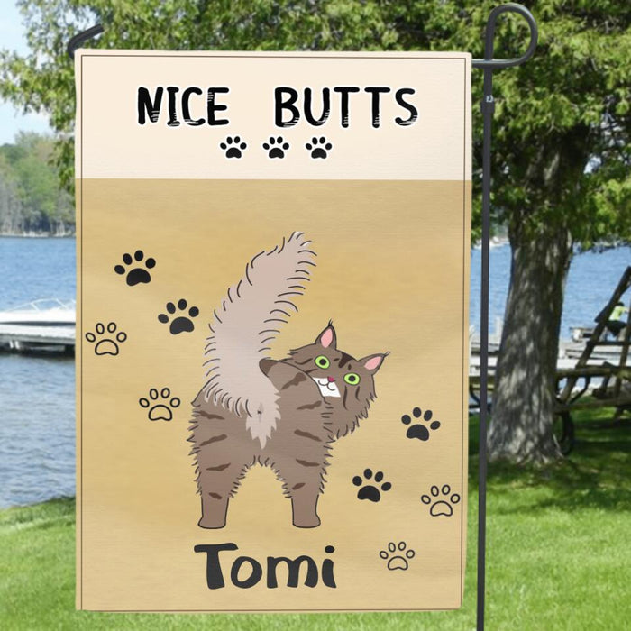 Custom Personalized Cat Flag Sign - Upto 5 Cats - Gift For Cat Lover - Nice Butts