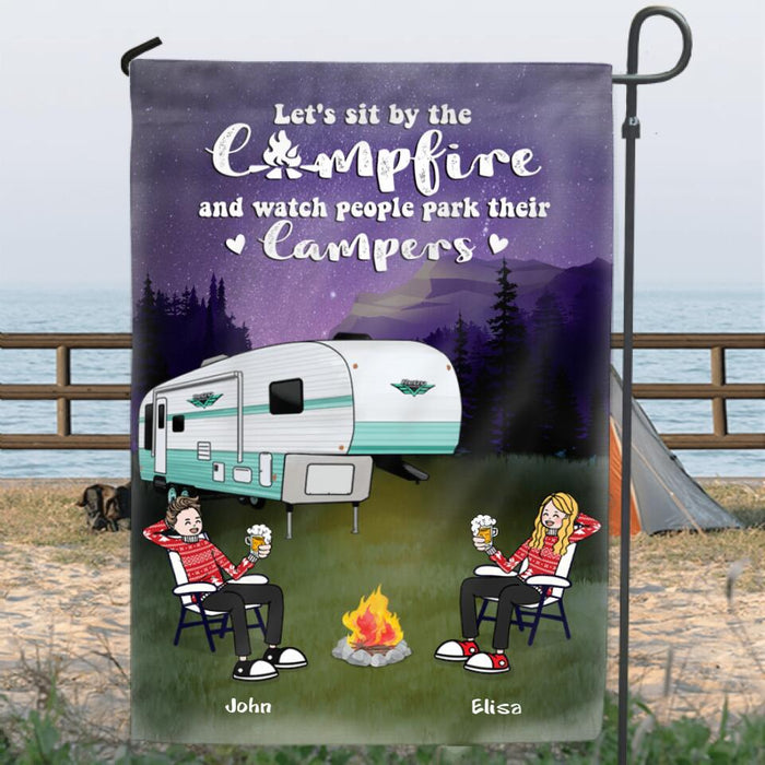 Custom Personalized Night Camping With Friends Flag - Upto 6 People - Best Gift For Friends/Camping Lovers - Drunkest Bunch Of Assholes This Side Of The Campground