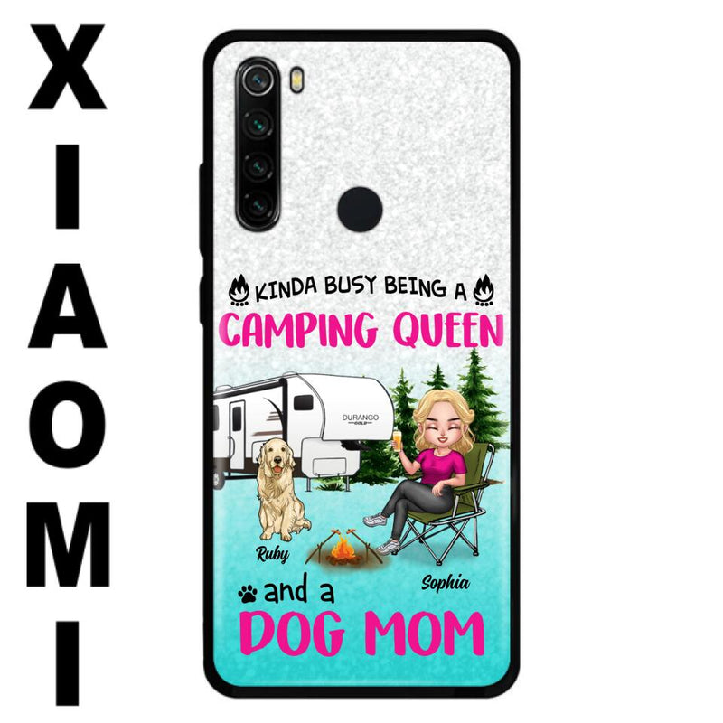 Personalized Dog Camping Queen Phone Case - Up to 4 Dogs - Mother's Day Gift Idea For Dog Lovers - Kinda Busy Being A Camping Queen And A Dog Mom - Case For Xiaomi, Oppo And Huawei