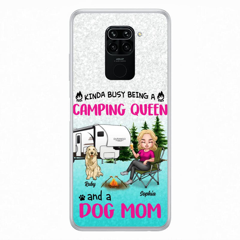 Personalized Dog Camping Queen Phone Case - Up to 4 Dogs - Mother's Day Gift Idea For Dog Lovers - Kinda Busy Being A Camping Queen And A Dog Mom - Case For Xiaomi, Oppo And Huawei