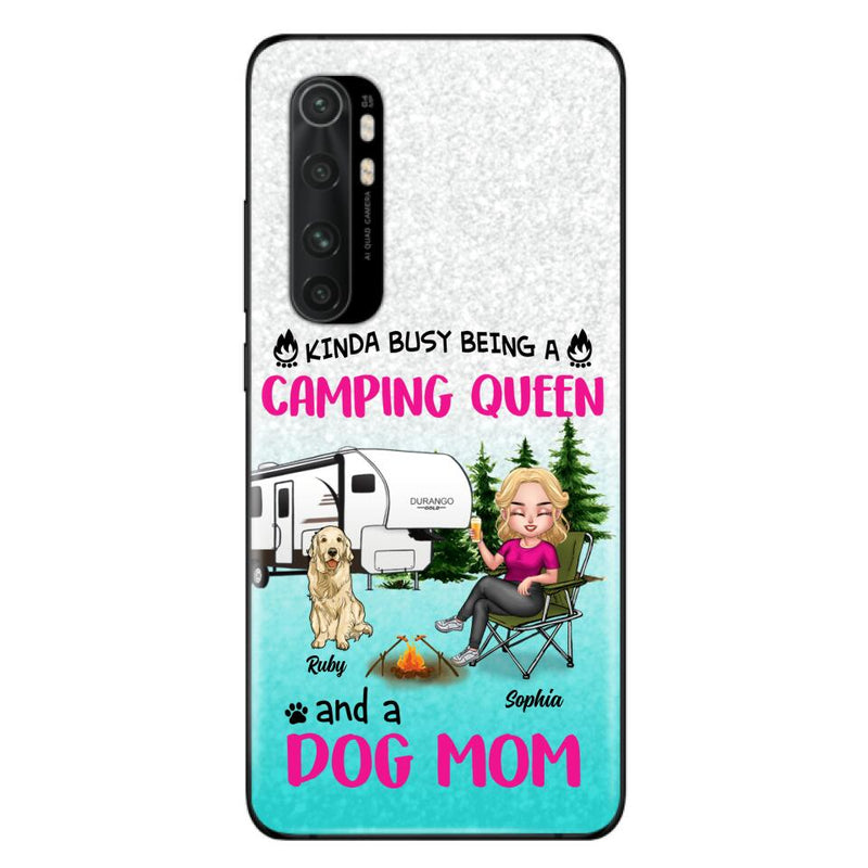 Personalized Dog Camping Queen Phone Case - Up to 4 Dogs - Mother's Day Gift Idea For Dog Lovers - Kinda Busy Being A Camping Queen And A Dog Mom - Case For Xiaomi, Oppo And Huawei