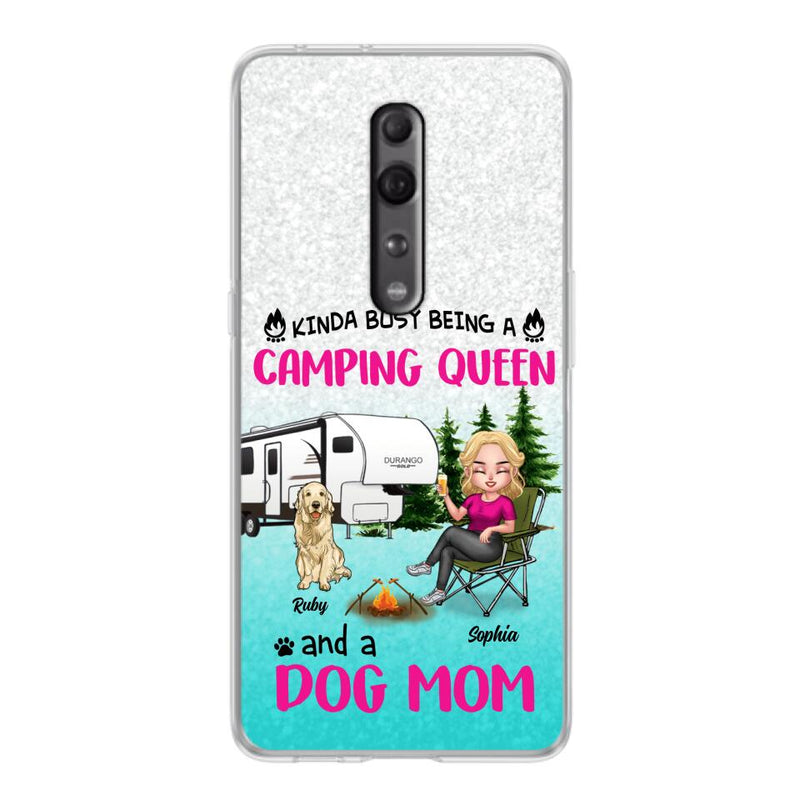 Personalized Dog Camping Queen Phone Case - Up to 4 Dogs - Mother's Day Gift Idea For Dog Lovers - Kinda Busy Being A Camping Queen And A Dog Mom - Case For Xiaomi, Oppo And Huawei