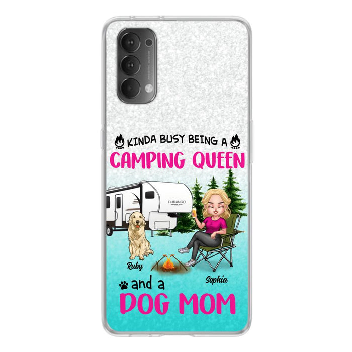 Custom Personalized Dog Camping Queen Phone Case - Upto 4 Dogs - Gift Idea For Dog Lovers/ Mother's Day - Kinda Busy Being A Camping Queen And A Dog Mom - Case For Xiaomi, Oppo And Huawei