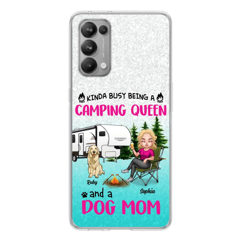 Personalized Dog Camping Queen Phone Case - Up to 4 Dogs - Mother's Day Gift Idea For Dog Lovers - Kinda Busy Being A Camping Queen And A Dog Mom - Case For Xiaomi, Oppo And Huawei