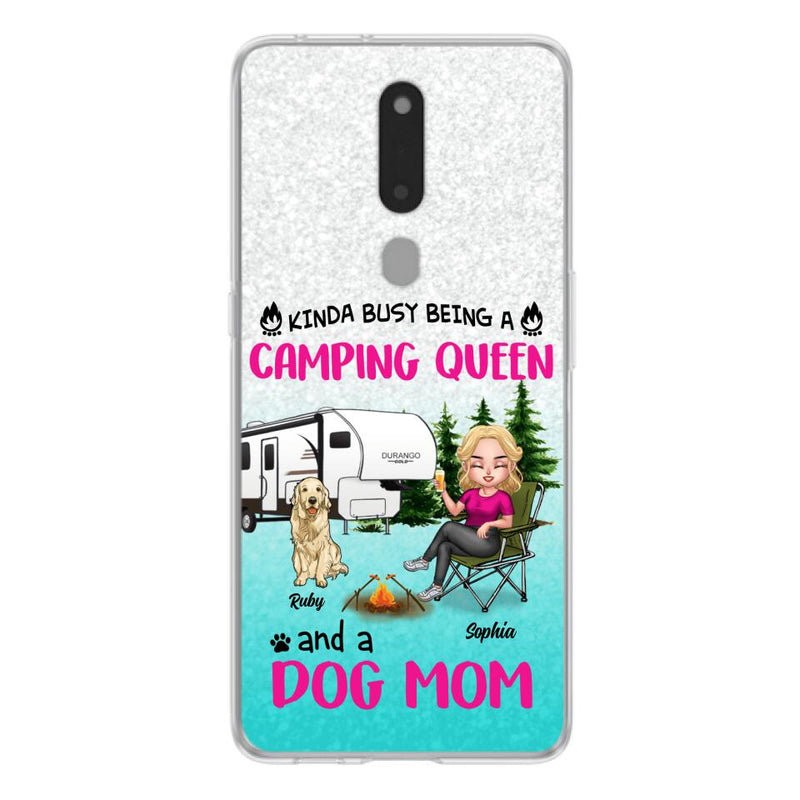 Personalized Dog Camping Queen Phone Case - Up to 4 Dogs - Mother's Day Gift Idea For Dog Lovers - Kinda Busy Being A Camping Queen And A Dog Mom - Case For Xiaomi, Oppo And Huawei