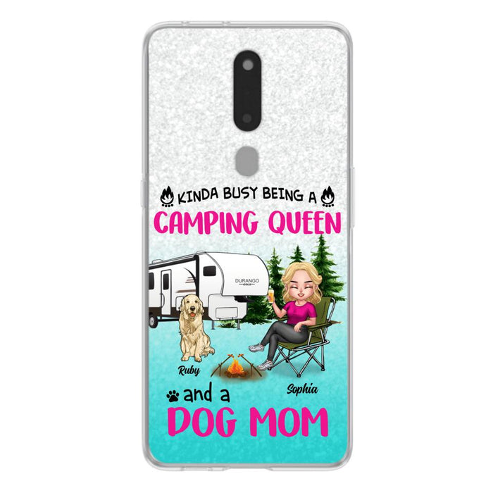 Custom Personalized Dog Camping Queen Phone Case - Upto 4 Dogs - Gift Idea For Dog Lovers/ Mother's Day - Kinda Busy Being A Camping Queen And A Dog Mom - Case For Xiaomi, Oppo And Huawei