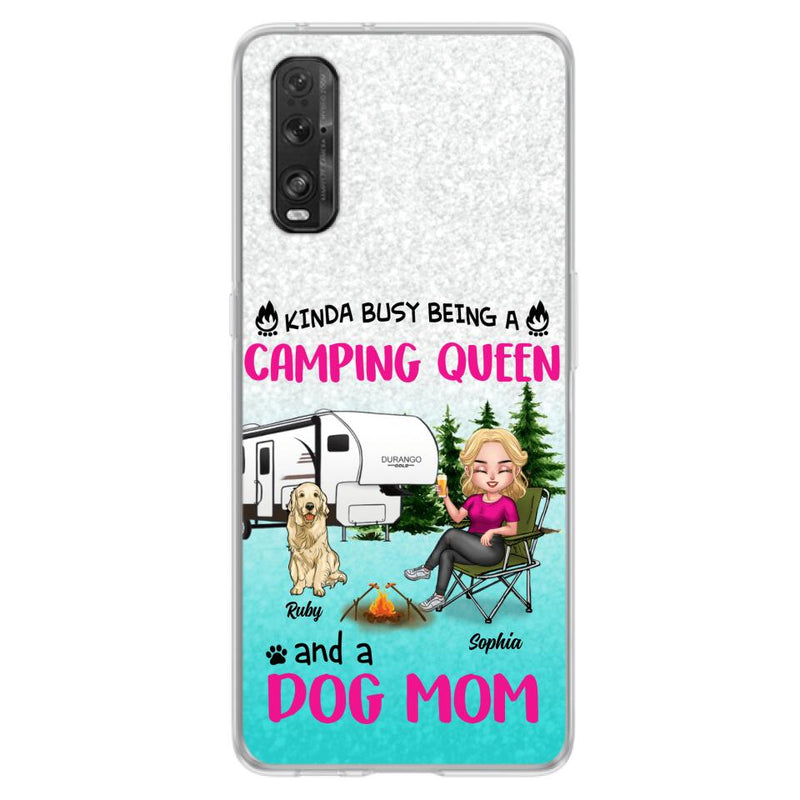 Personalized Dog Camping Queen Phone Case - Up to 4 Dogs - Mother's Day Gift Idea For Dog Lovers - Kinda Busy Being A Camping Queen And A Dog Mom - Case For Xiaomi, Oppo And Huawei