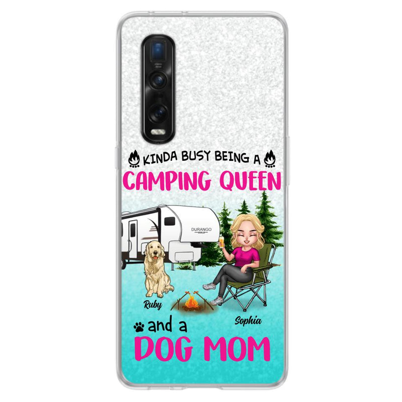 Personalized Dog Camping Queen Phone Case - Up to 4 Dogs - Mother's Day Gift Idea For Dog Lovers - Kinda Busy Being A Camping Queen And A Dog Mom - Case For Xiaomi, Oppo And Huawei
