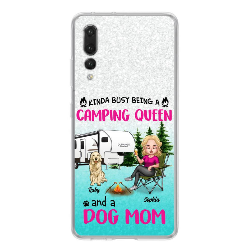 Personalized Dog Camping Queen Phone Case - Up to 4 Dogs - Mother's Day Gift Idea For Dog Lovers - Kinda Busy Being A Camping Queen And A Dog Mom - Case For Xiaomi, Oppo And Huawei