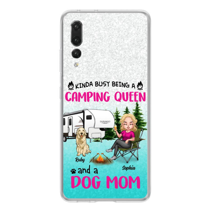 Personalized Dog Camping Queen Phone Case - Up to 4 Dogs - Mother's Day Gift Idea For Dog Lovers - Kinda Busy Being A Camping Queen And A Dog Mom - Case For Xiaomi, Oppo And Huawei