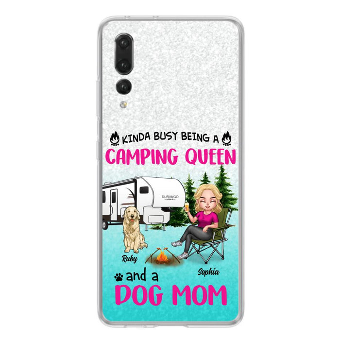 Custom Personalized Dog Camping Queen Phone Case - Upto 4 Dogs - Gift Idea For Dog Lovers/ Mother's Day - Kinda Busy Being A Camping Queen And A Dog Mom - Case For Xiaomi, Oppo And Huawei