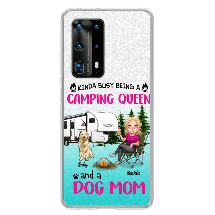 Custom Personalized Dog Camping Queen Phone Case - Upto 4 Dogs - Gift Idea For Dog Lovers/ Mother's Day - Kinda Busy Being A Camping Queen And A Dog Mom - Case For Xiaomi, Oppo And Huawei