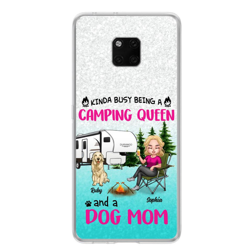 Personalized Dog Camping Queen Phone Case - Up to 4 Dogs - Mother's Day Gift Idea For Dog Lovers - Kinda Busy Being A Camping Queen And A Dog Mom - Case For Xiaomi, Oppo And Huawei