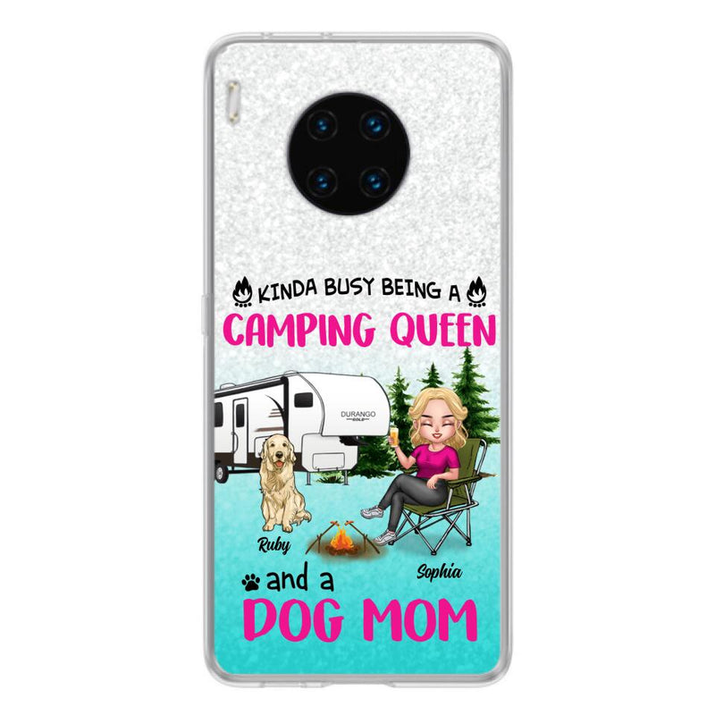 Personalized Dog Camping Queen Phone Case - Up to 4 Dogs - Mother's Day Gift Idea For Dog Lovers - Kinda Busy Being A Camping Queen And A Dog Mom - Case For Xiaomi, Oppo And Huawei