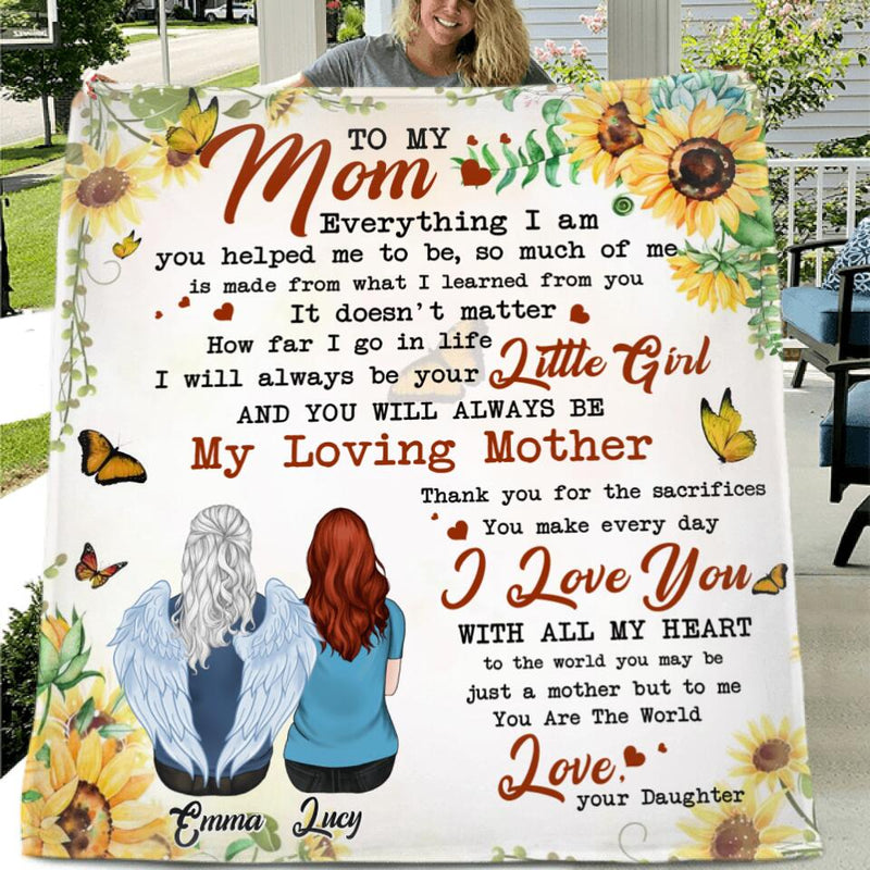 Personalized Mom Quilt/Fleece Blanket - Up to 5 People - Mother's Day Gift For Mom - To My Mom Everything I am You Helped Me To Be