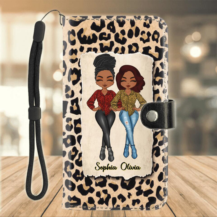 Custom Personalized Mother And Daughter Flip Leather Purse - Gift Idea From Daughter To Mother For Mother's Day - Mom, Thanks For The Big Bum Genes, Now We're Both Gorgeous