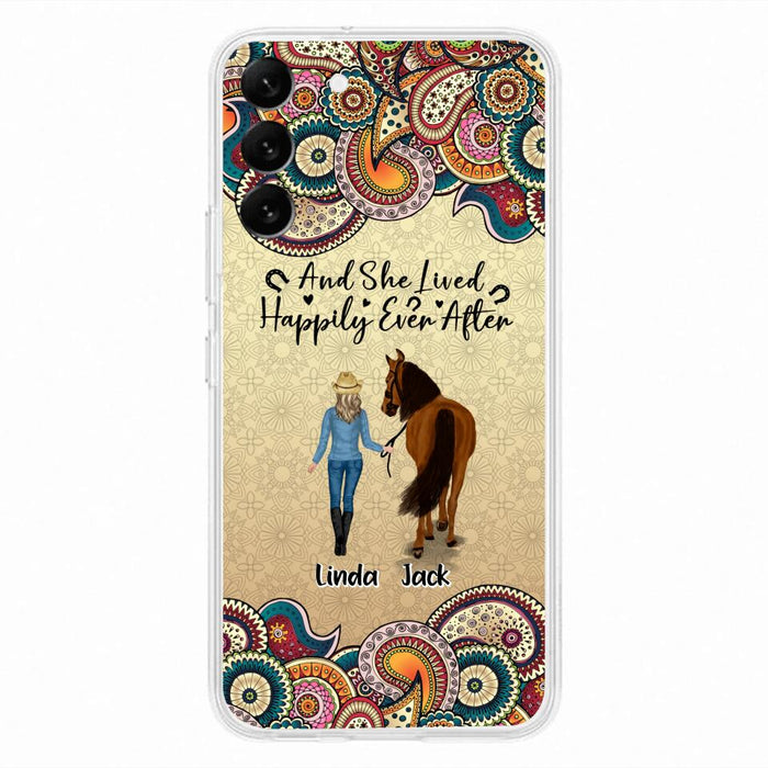 Custom Personalized Horse Girl Phone Case - Upto 4 Horses - Gift Idea For Horse Lovers - And She Lived Happily Ever After - Case For iPhone/Samsung