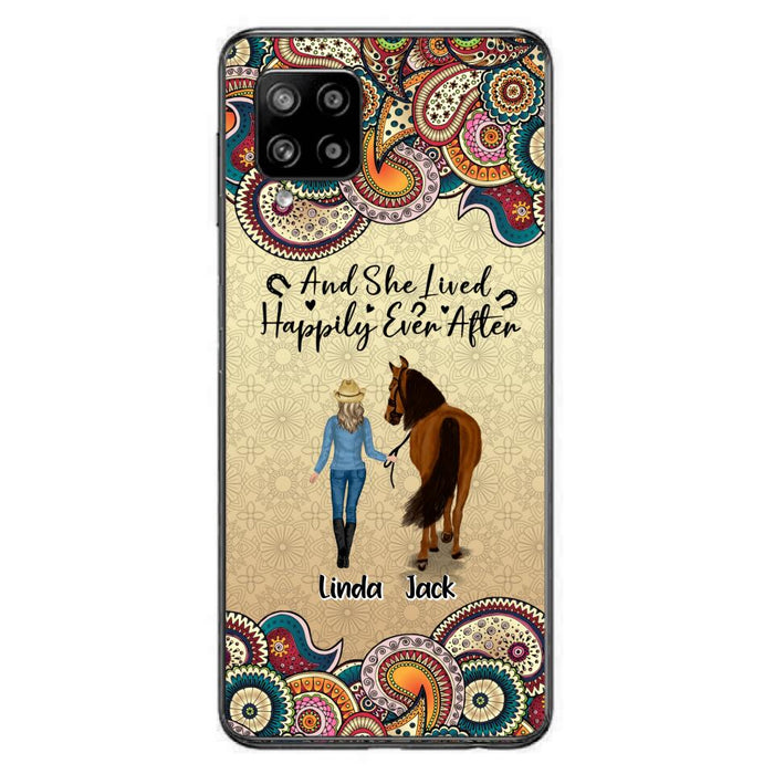 Custom Personalized Horse Girl Phone Case - Upto 4 Horses - Gift Idea For Horse Lovers - And She Lived Happily Ever After - Case For iPhone/Samsung