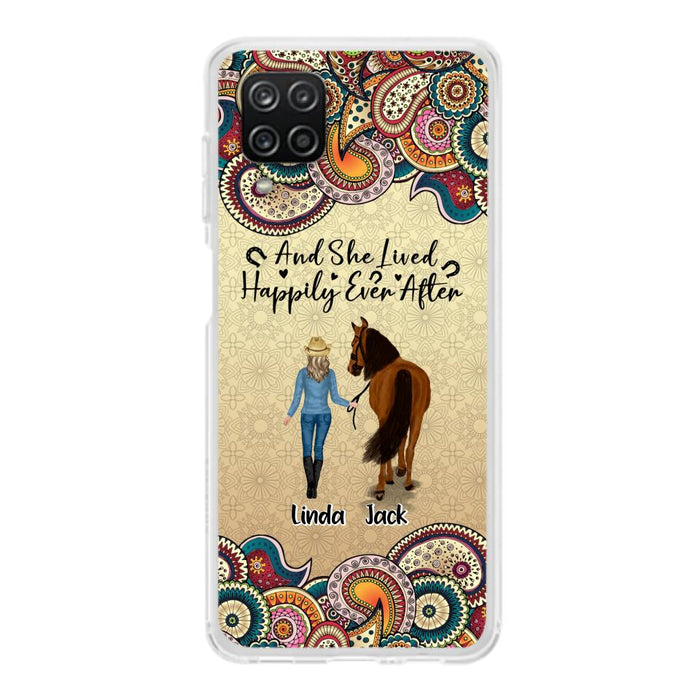 Custom Personalized Horse Girl Phone Case - Upto 4 Horses - Gift Idea For Horse Lovers - And She Lived Happily Ever After - Case For iPhone/Samsung