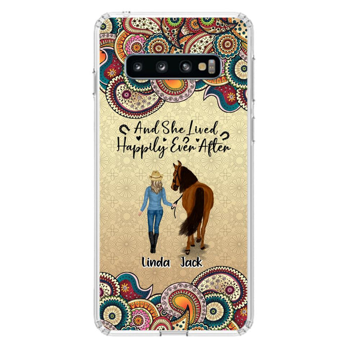 Custom Personalized Horse Girl Phone Case - Upto 4 Horses - Gift Idea For Horse Lovers - And She Lived Happily Ever After - Case For iPhone/Samsung