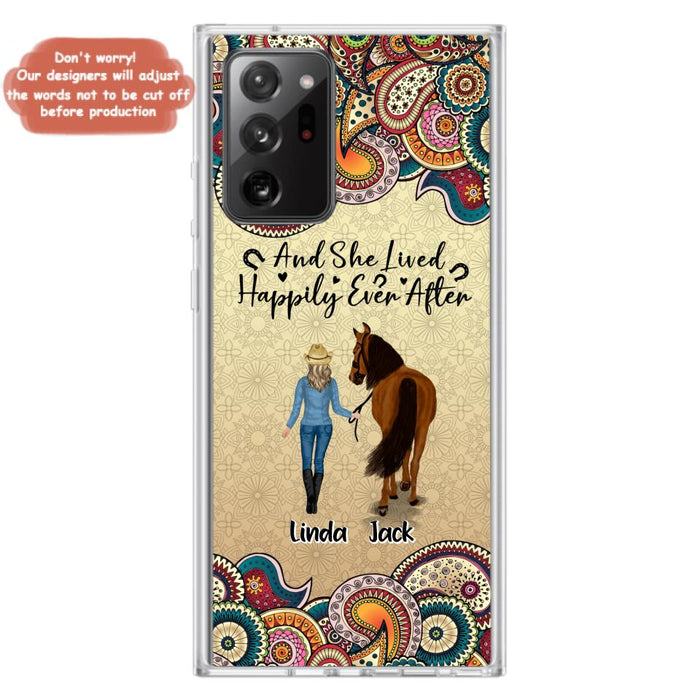 Custom Personalized Horse Girl Phone Case - Upto 4 Horses - Gift Idea For Horse Lovers - And She Lived Happily Ever After - Case For iPhone/Samsung