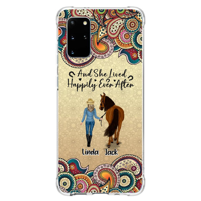 Custom Personalized Horse Girl Phone Case - Upto 4 Horses - Gift Idea For Horse Lovers - And She Lived Happily Ever After - Case For iPhone/Samsung