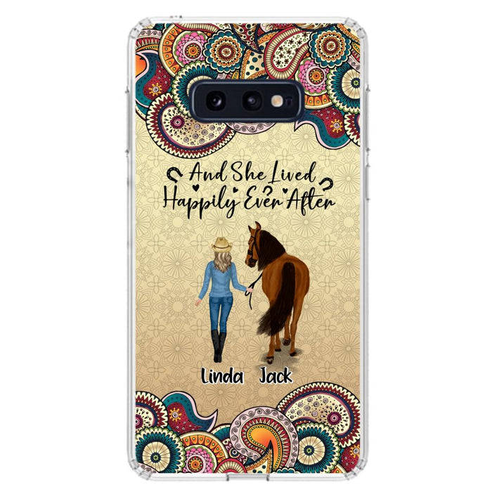 Custom Personalized Horse Girl Phone Case - Upto 4 Horses - Gift Idea For Horse Lovers - And She Lived Happily Ever After - Case For iPhone/Samsung