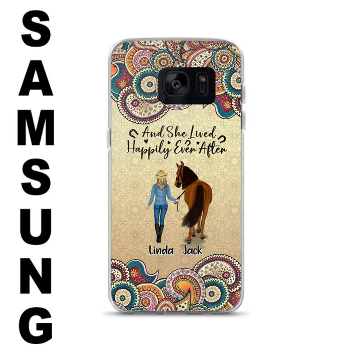 Custom Personalized Horse Girl Phone Case - Upto 4 Horses - Gift Idea For Horse Lovers - And She Lived Happily Ever After - Case For iPhone/Samsung