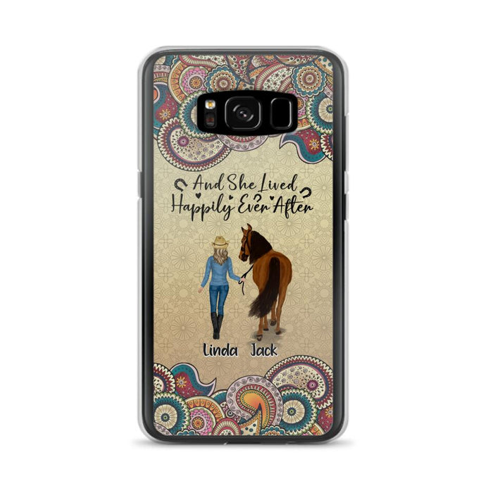 Custom Personalized Horse Girl Phone Case - Upto 4 Horses - Gift Idea For Horse Lovers - And She Lived Happily Ever After - Case For iPhone/Samsung