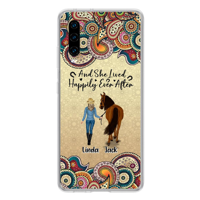 Custom Personalized Horse Girl Phone Case - Upto 4 Horses - Gift Idea For Horse Lovers - And She Lived Happily Ever After - Case For Xiaomi/Huawei/Oppo