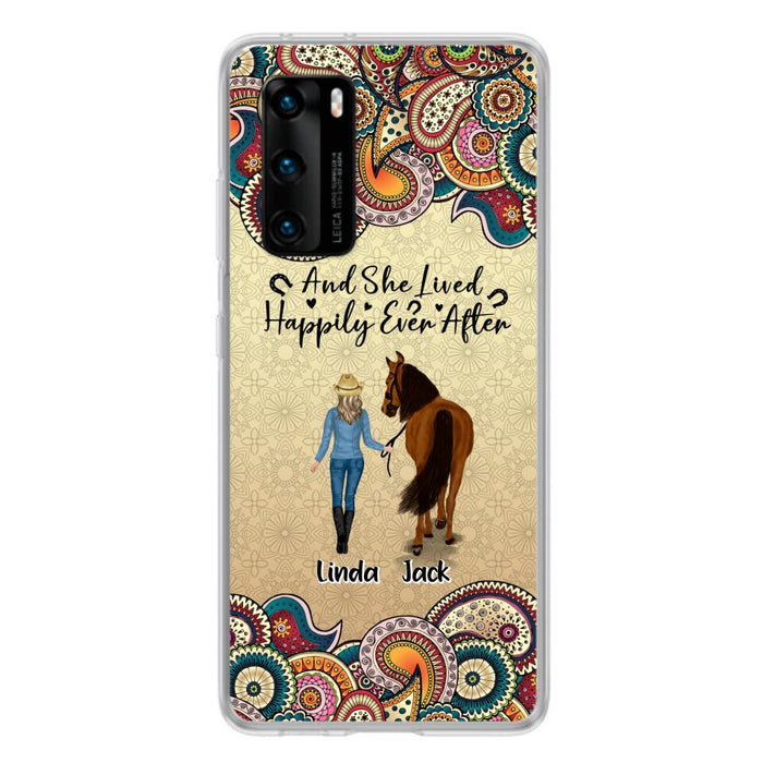 Custom Personalized Horse Girl Phone Case - Upto 4 Horses - Gift Idea For Horse Lovers - And She Lived Happily Ever After - Case For Xiaomi/Huawei/Oppo