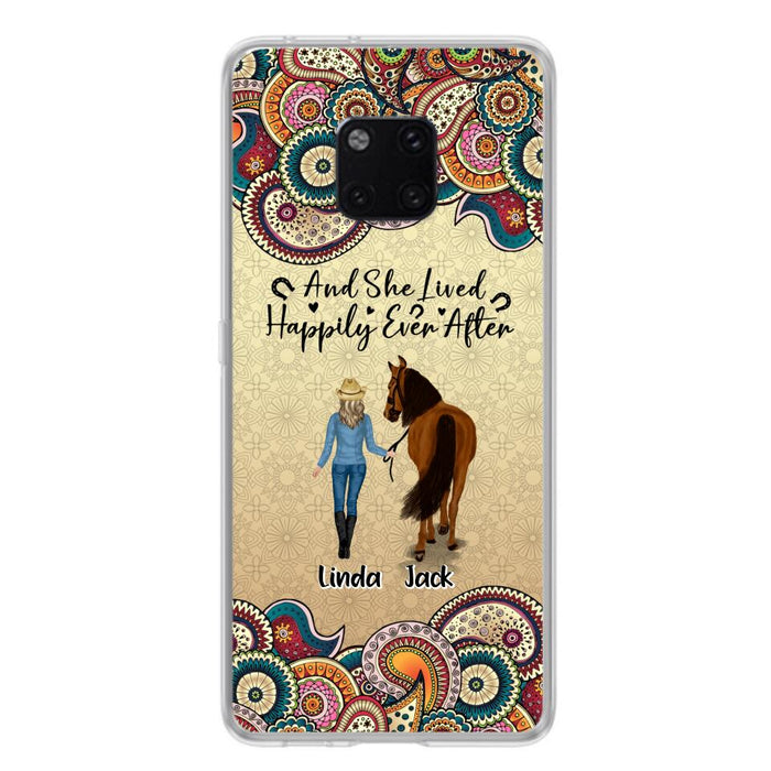 Custom Personalized Horse Girl Phone Case - Upto 4 Horses - Gift Idea For Horse Lovers - And She Lived Happily Ever After - Case For Xiaomi/Huawei/Oppo