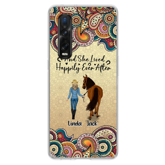 Custom Personalized Horse Girl Phone Case - Upto 4 Horses - Gift Idea For Horse Lovers - And She Lived Happily Ever After - Case For Xiaomi/Huawei/Oppo